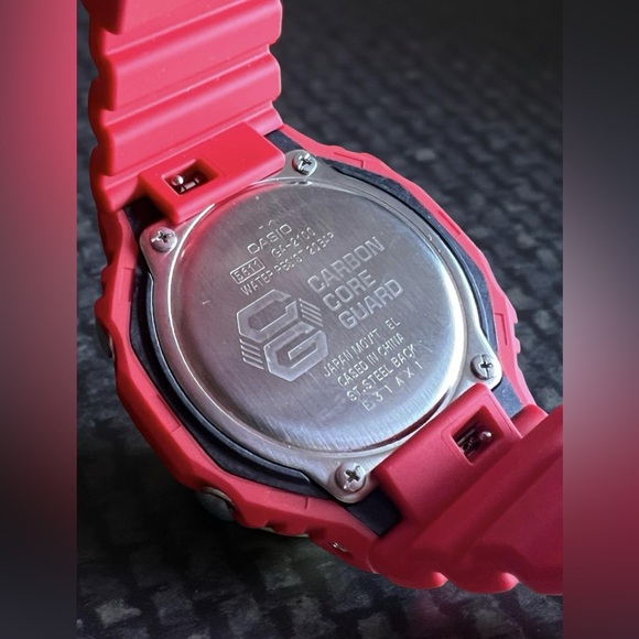 Casio OAK G-Shock GA2100-4AER 48.5mm Red Carbon Resin Case with Red Resin Band - Picture 2 of 8